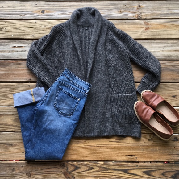 J. Crew Tops - Sold-J crew oversized chunky knit gray cardigan